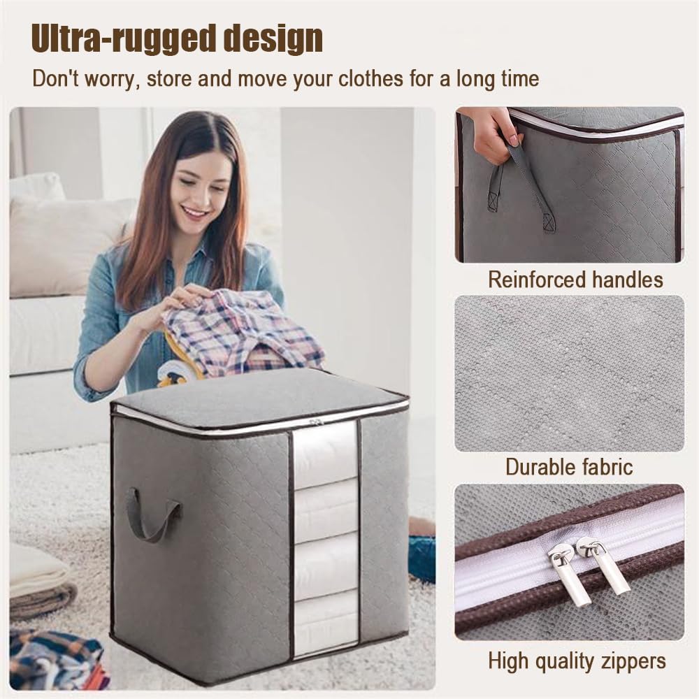 100L Extra Storage Bags with Zipper and Handles, Moving Boxes & Storage Bins Alternative, Packing Supplies, Moving Supplies for Dorm Room Essentials (20x19x12 IN)