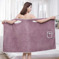Spa Body Wrap Bath Towel Warp Shower Tower Soft Lighterweight Knee Length Shower with Pocket Soft Coral Velvet Bath 31x53 in, Bean Paste Purple