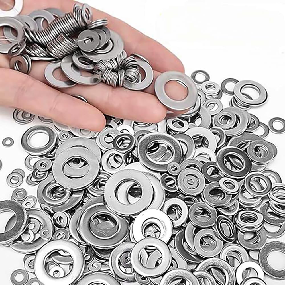 105Pcs 304 Stainless Steel Flat Washers, Fender Washers Assortment Kit 6 Sizes (M3-M10) for Screws Bolts Large and Small Hardware for Various Home Industrial Automotive,Silver